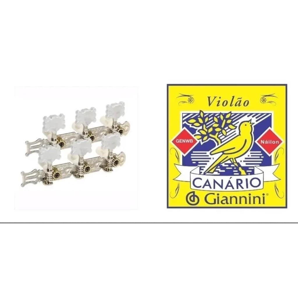 Tarraxa Tarracha Violao Pino Grosso + Encordoamento Nylon