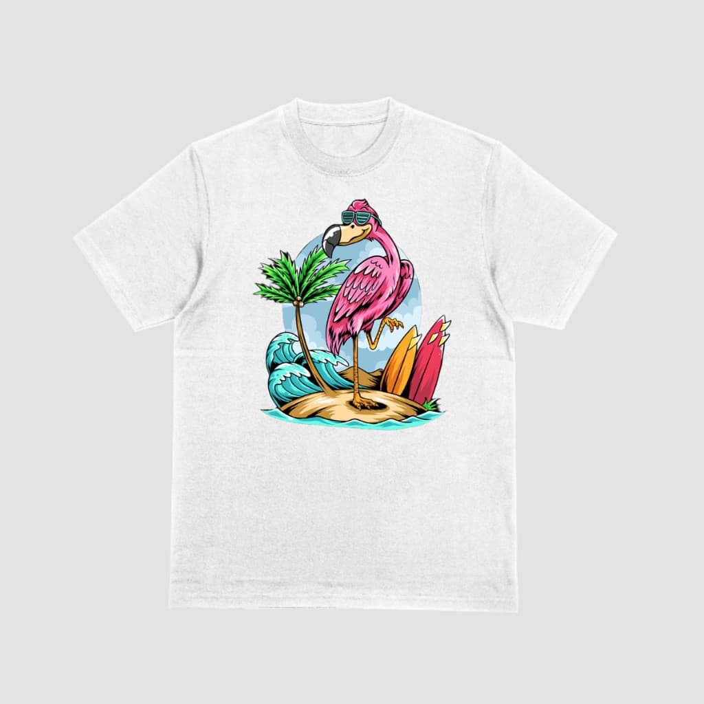Camiseta Flamingo Surf Tropical – Moda Praia Casual
