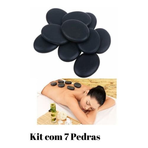 Kit De Pedras Quentes Pretas P/ Massagens  Peças Basalto