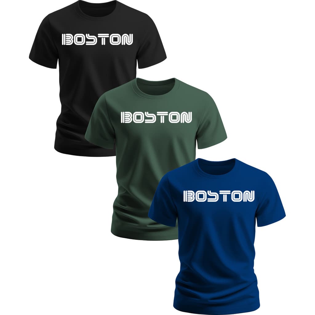 Kit 3 Camisa 100% Algodão American Boston Masculino