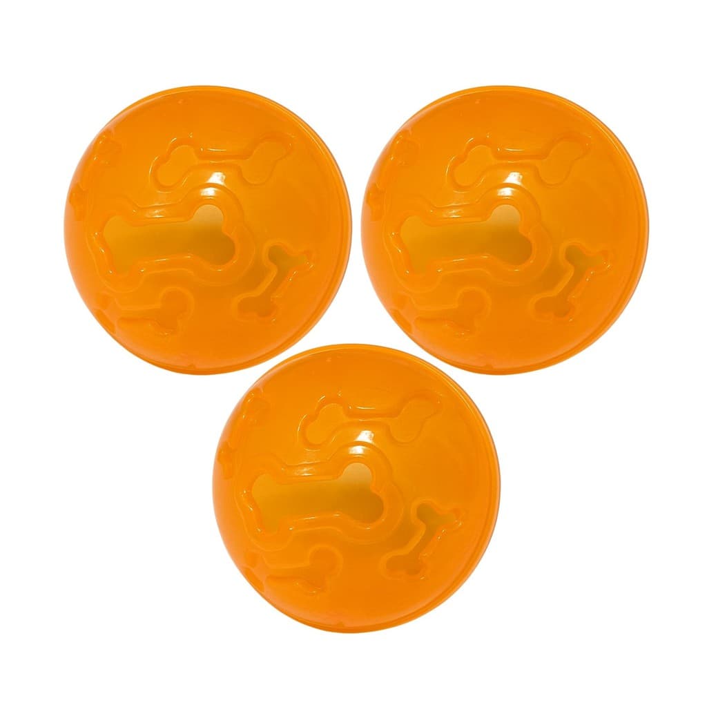 Kit 3 Bola Petisco Interativo Laranja Neon 7cm para Petiscos Cães
