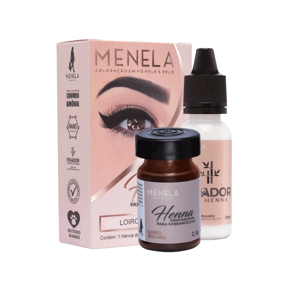Kit Henna E Fixador Menela Loiro Escuro 2,5g