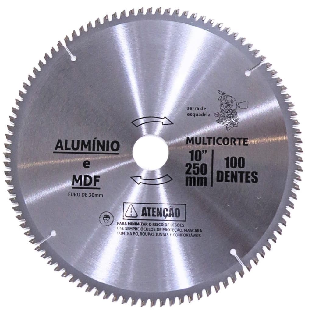 Disco Serra Circular 250mm 100 Dentes Para Alumínio Mdf
