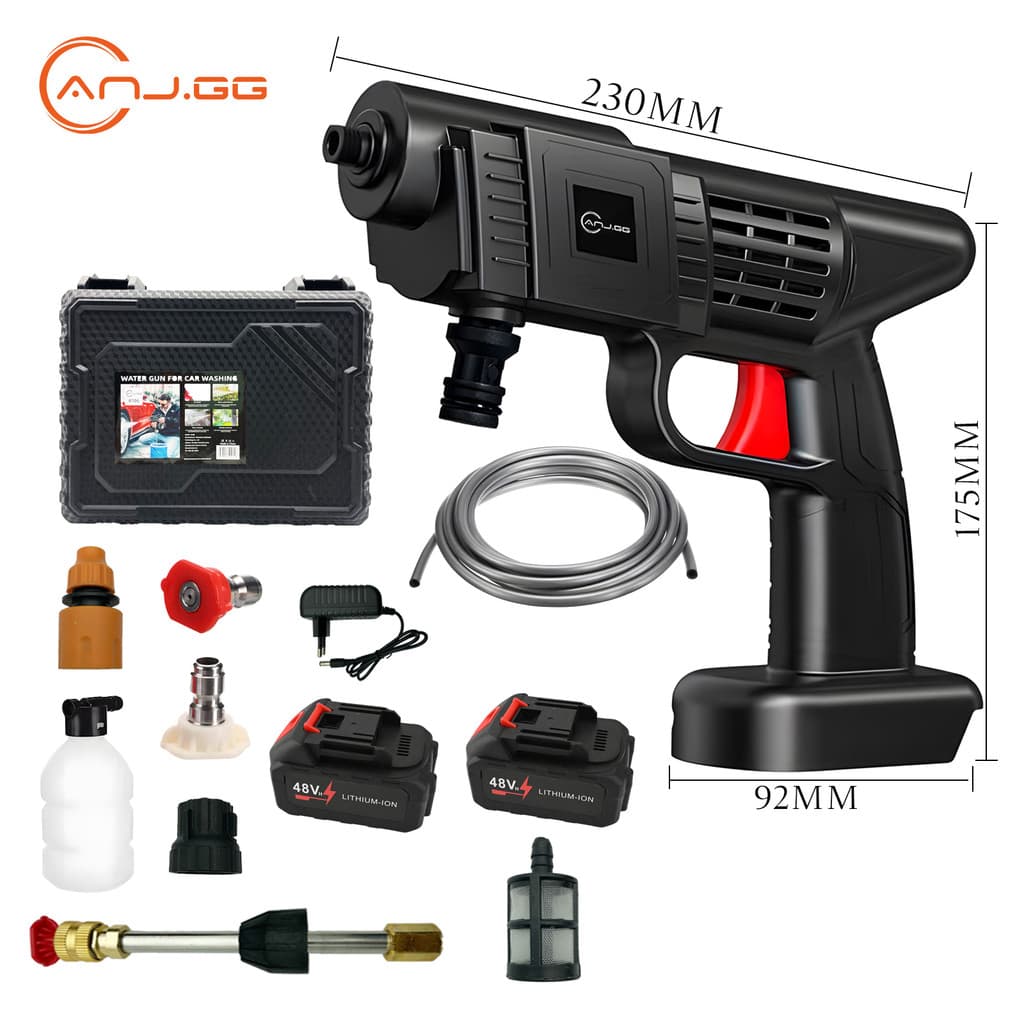 Lavadora Portátil Alta Pressão Sem Fio Recarregável Pistola Lava Jato a Bateria 48V Bivolt 110V e 220V Carros Jardins