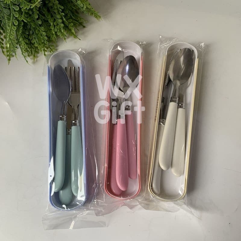 Jogo de Talher 3 peças Tons Pastel - Interponte / WX Gift