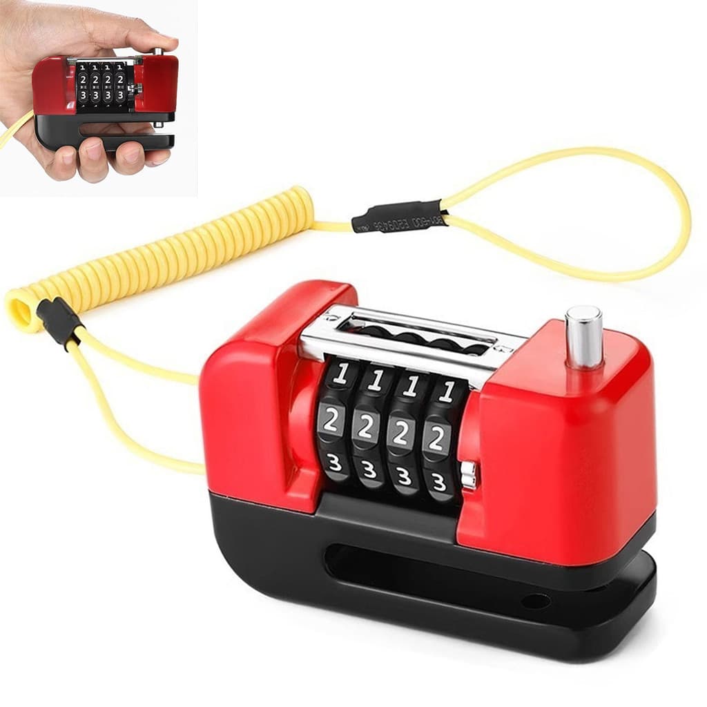 Trava de Disco Freio Antifurto Senha 4 digitos Moto Motocicleta Bike Bicicleta Cadeado Segurança Proteçao Resistente
