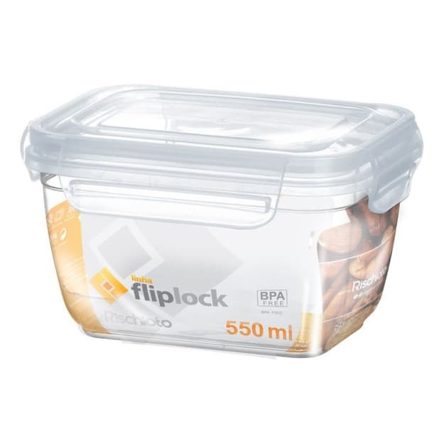 Pote Fliplock Em Plástico Transparente 550 Ml Rischioto