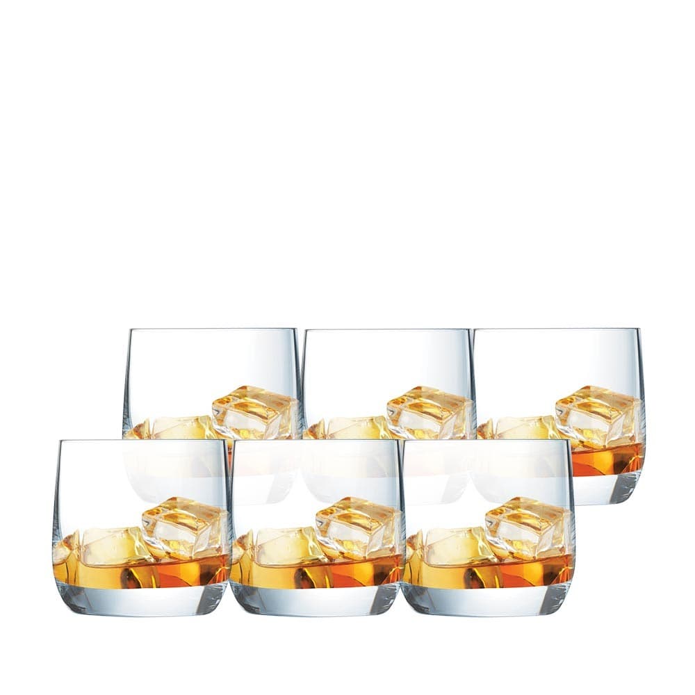 Jogo 6 Copos de Cristal Krysta Vigne Baixo 370ml, Copos de Cristal Whisky - Chef&Sommelier
