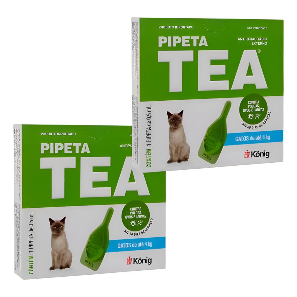 2x Antipulgas Tea Gatos 2 A 4kg Contra Pulgas E Carrapatos
