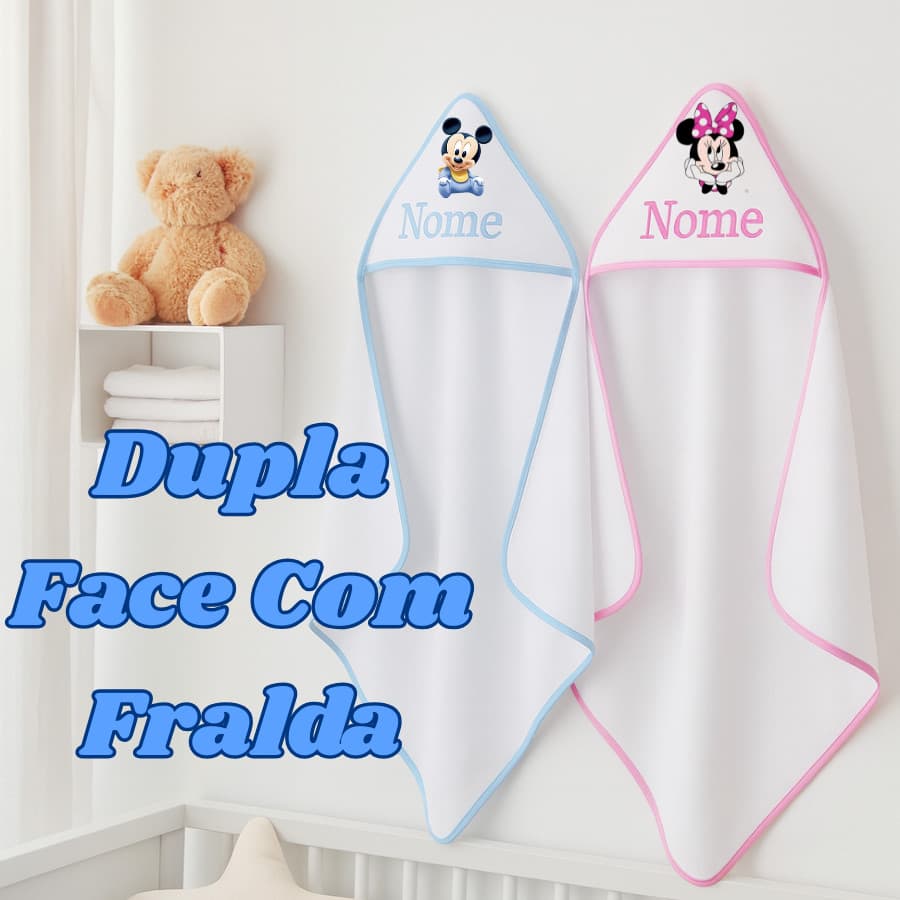 Toalha Dupla Face Com Fralda Personalizada Com Nome Toalha Infantil Personalizada Nome