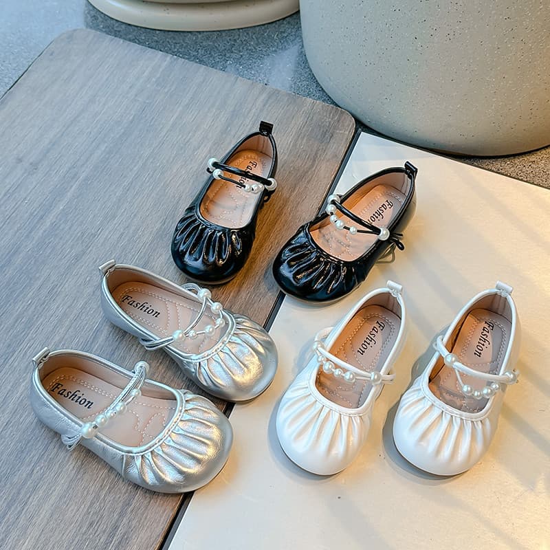 Meninas sapatos de couro 2024 novo estilo meninas estilo ocidental sapatos de princesa primavera outono pérola crianças