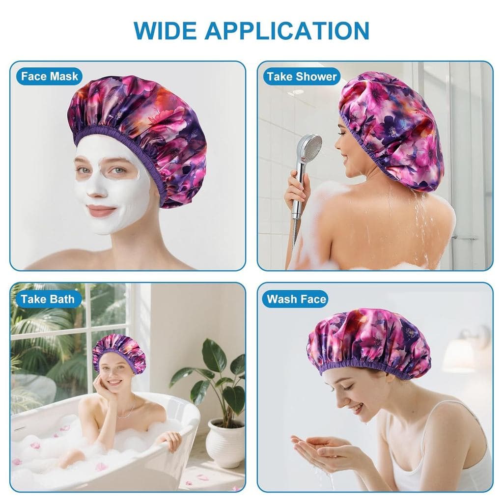 Toucas de Banho Impermeáveis de Terry Aprimoradas, Touca de Banho Reutilizável para Mulheres com Cabelos Longos, Touca d