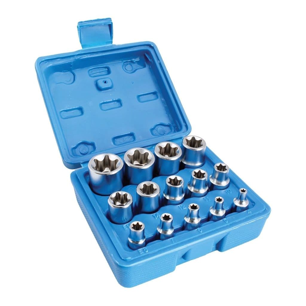 Jogo De Soquete Torx Fêmea 1/2, 3/8 E 1/4 14 Peças - Lisfer