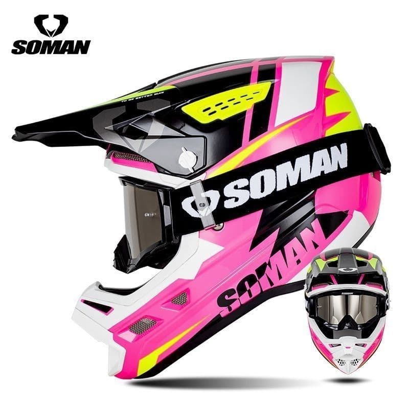 Qionghai City Wuqiao Merchandise Co., Ltd. [Modelo Flagship] Capacete Off-Road SOMAN Ciclismo Mountain Capacete completo