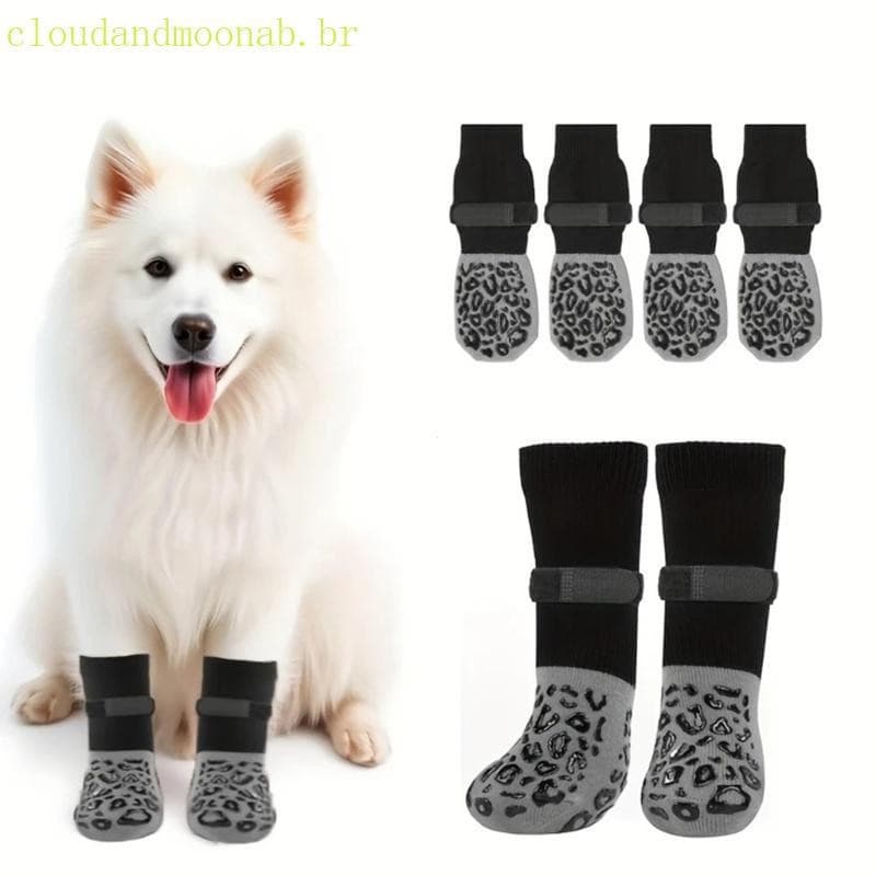 Meias antiderrapantes para cães CLO com tiras ajustáveis, calçados para animais de estimação, botas elásticas