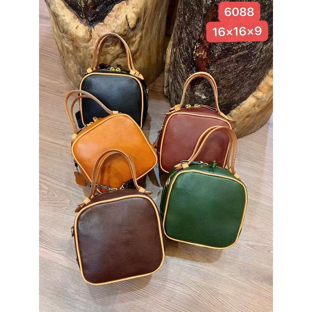 Primeira camada saco de couro feminino bolsa pequena saco do mensageiro feminino pequeno quadrado saco artesanal couro g
