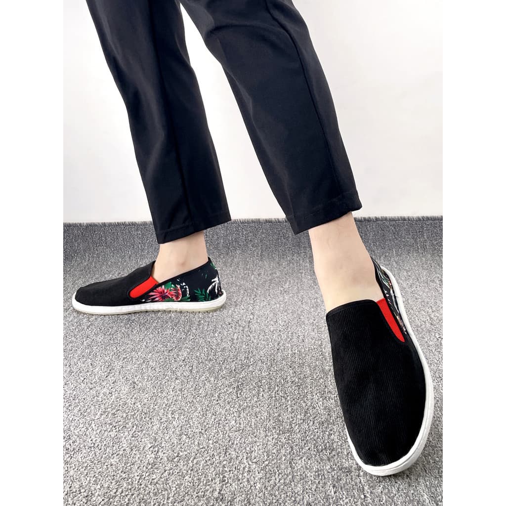 2026 novo estilo primavera velho pequim sapatos de pano masculino de um Pedal respirável veludo sola macia resistente ao