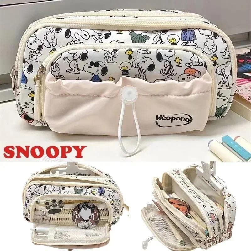 Snoopy Lápis Caso Cordão Dos Desenhos Animados Caneta Saco Grande Capacidade Estudantes Meninas Escola Papelaria Armazen