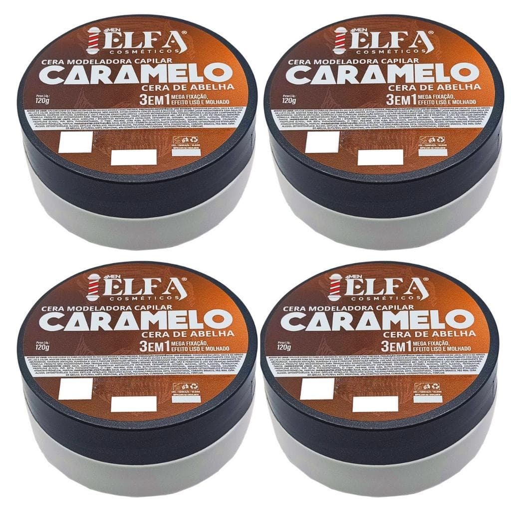 4 Cera De Abelha Capilar Elfa For Man Caramelito Super Fixação