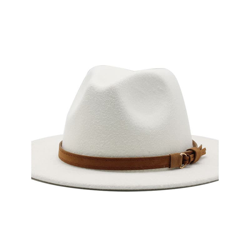 AliExpress Amazon outono inverno novo estilo chapéu de lã aba plana chapéu de aba grande All-Match borda reta Jazz chapé