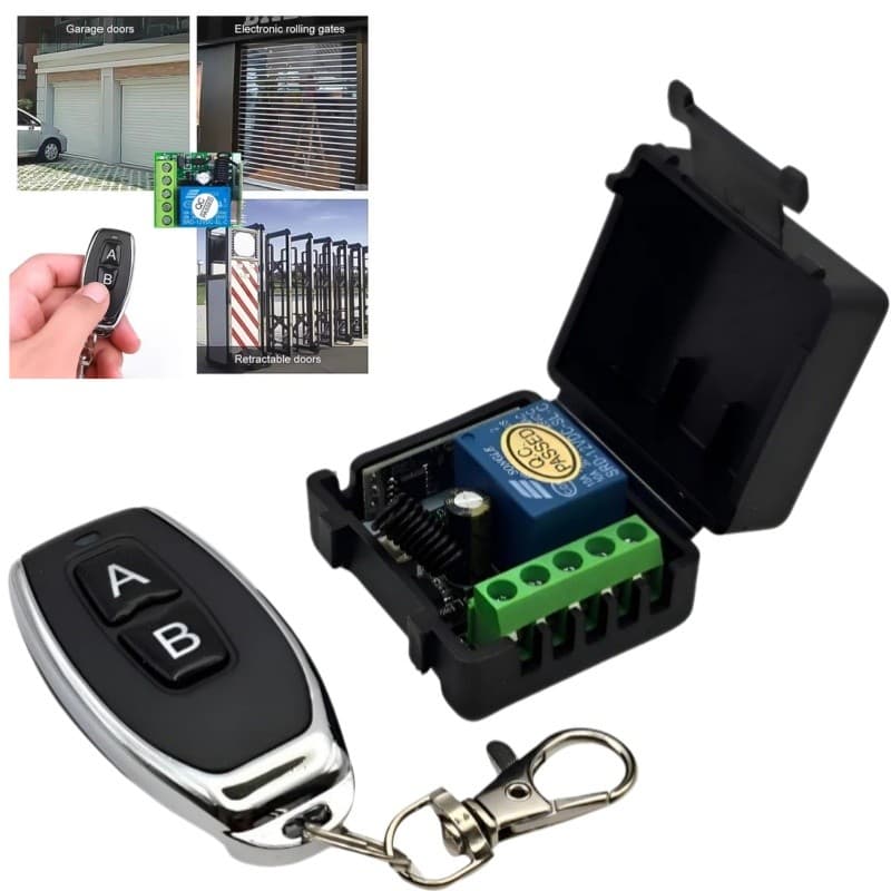 Módulo Receptor RF 433MHz Relé 12V 10A Controle Remoto Sem Fio Portão Garagem Luz Automotivo