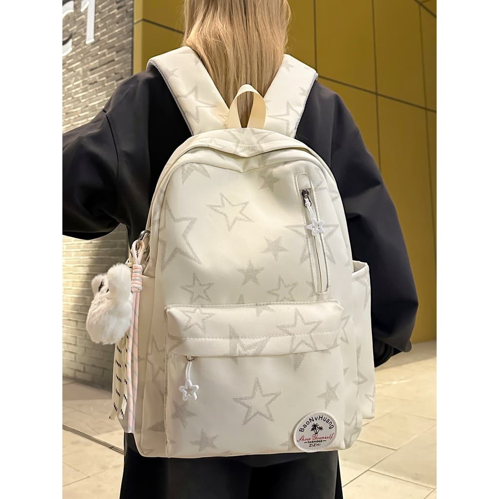 Mochila estrela com padrão escuro, masculina, feminina, de alta aparência, diária, mochila de viagem, estudantes do ensi