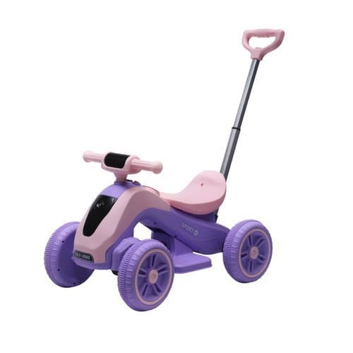Moto Elétrica Infantil Lilás Empurrador Rodinhas Estáveis Bateria Recarregável Segurança Diversão