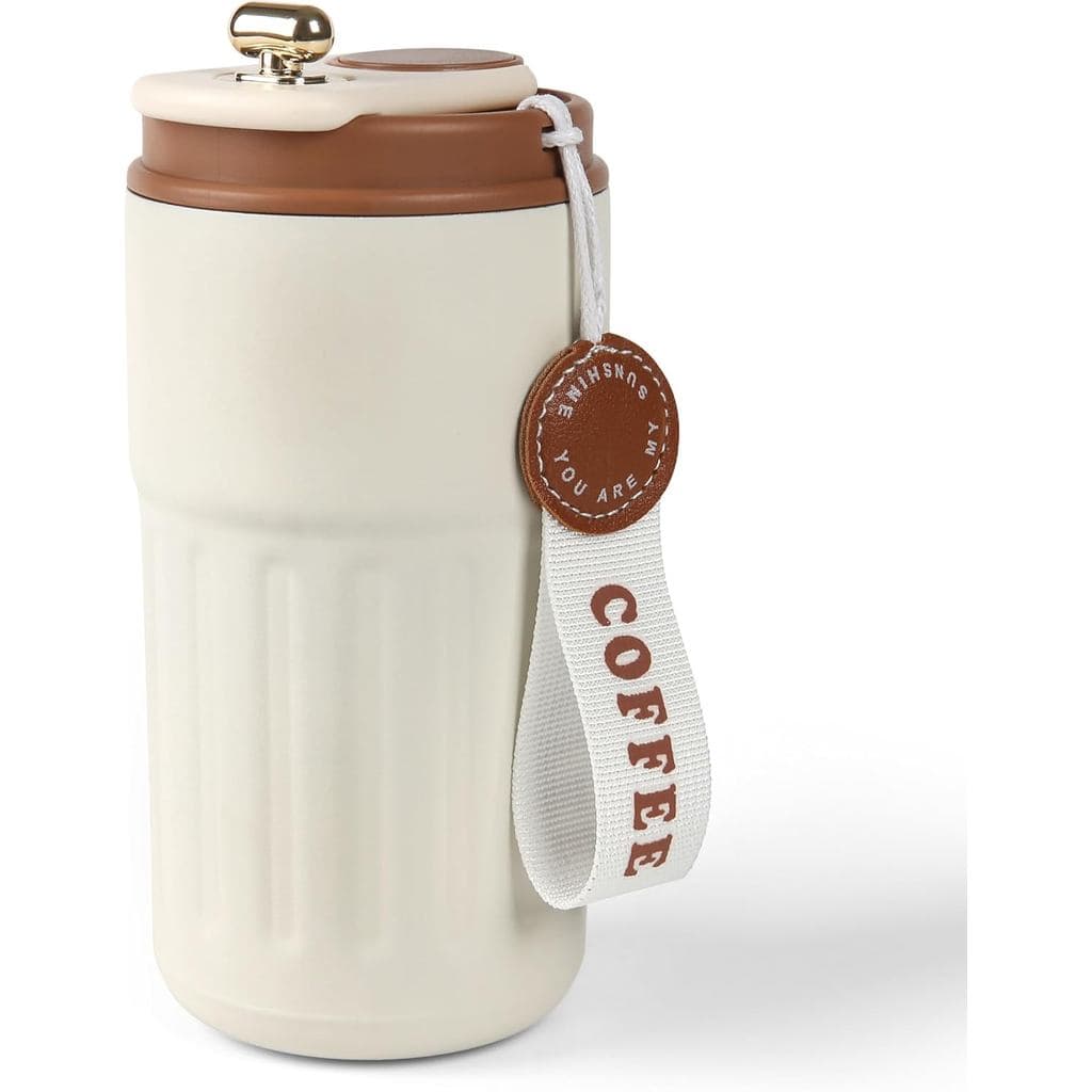 Copo de café isolado em aço inoxidável com alça, à prova de vazamentos, ideal para viagens, com boa capacidade de isolam