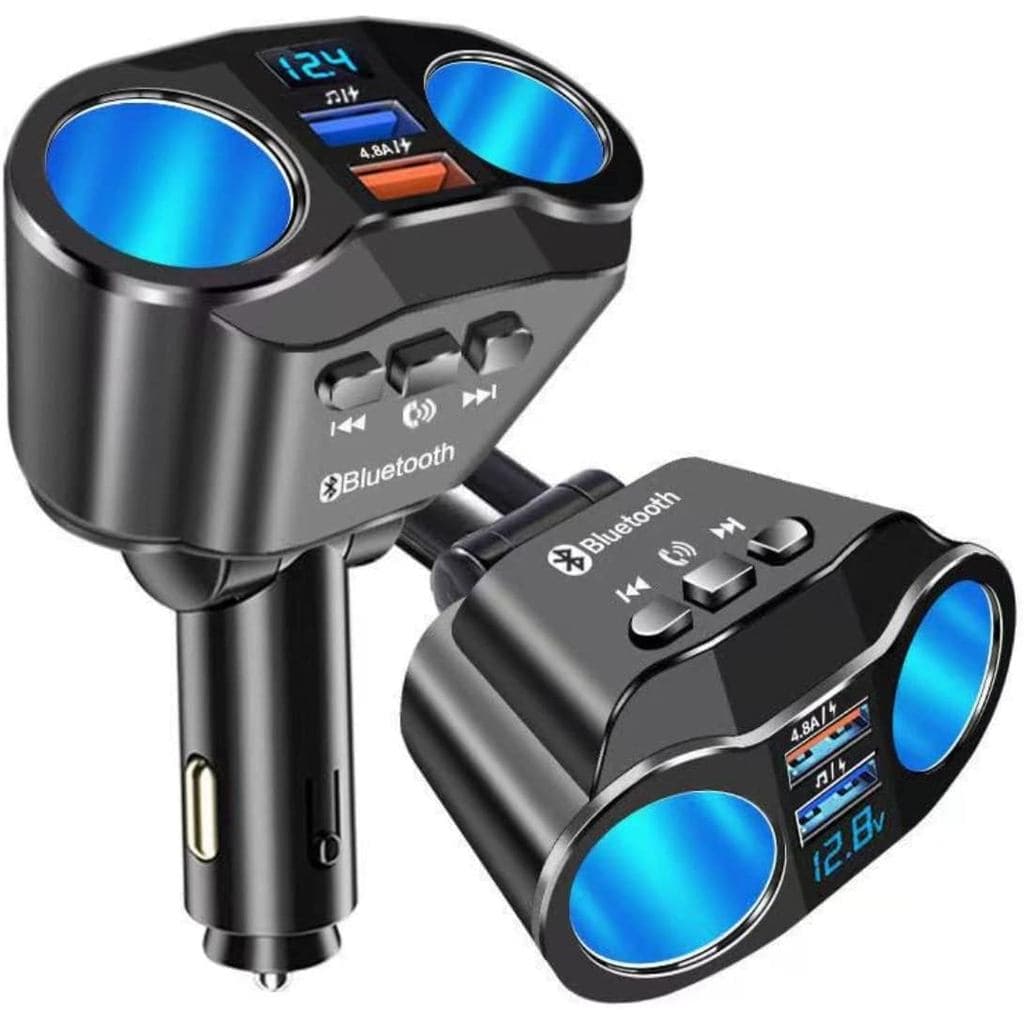 Adaptador de isqueiro de 2 portas com voltímetro, divisor de isqueiro Alanphar, suporta reprodução Bluetooth/USB, carreg