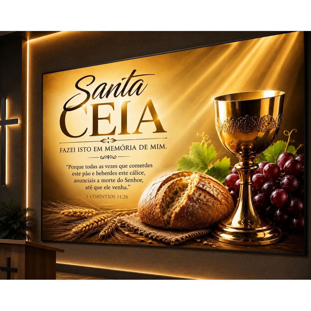 Fundo Fotográfico em Tecido SANTA CEIA  2,20x1,50 - LANÇAMENTO painel retangular igreja fé cristão culto evento