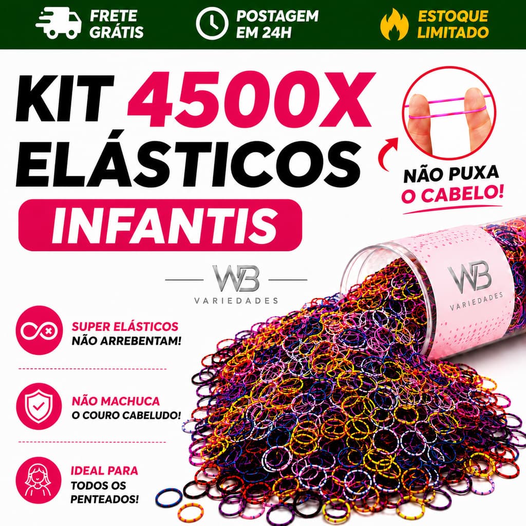 Kit 4500 Elásticos de Silicone Para Cabelo Feminino Colorido Em Tubo Envio 24hrs