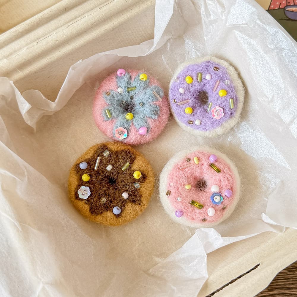 Versão coreana bonito lã feltro Donut Semi-acabado acessórios DIY Poke música broche Hairpin decoração acessórios