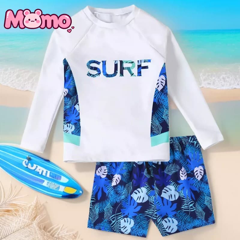 Roupa de Banho Infantil para Meninos, Confortável, Proteção Solar, Conjunto de Biquíni de Manga Curta