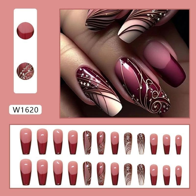 Linha padrão unhas falsas usam unhas destacáveis remendos de Manicure remendos de unhas remendos de unhas de amêndoa cur