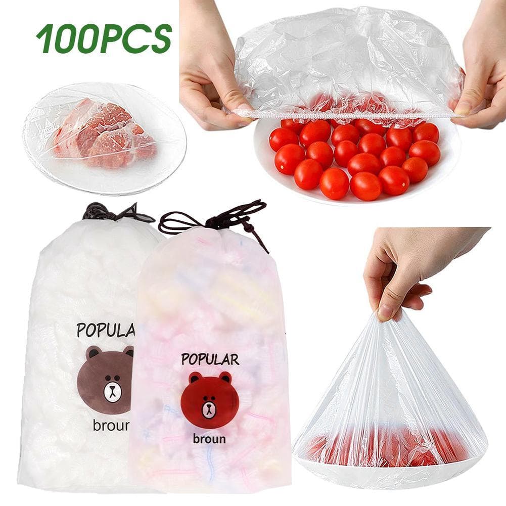 100 Pçs Envoltório Plástico Descartável Parede Pendurado Saco De Alimentos Garantindo Frescos Fácil De Levar B1Q3