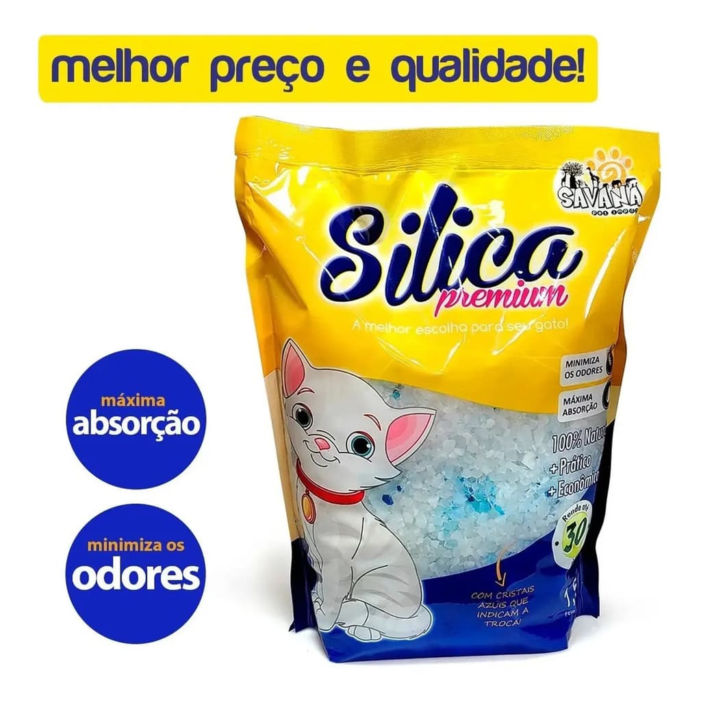 Areia Sílica Cristais Grossos Premium Para Gatos 1,5kg