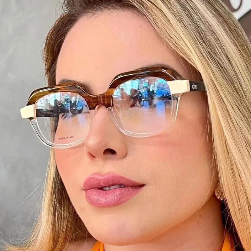 Óculos de Sol Femininos Cat Eye TR90 Anti-Luz Azul, Armação de Óculos Retro Luxuosa, Óculos Ópticos Femininos RYOQ IGME