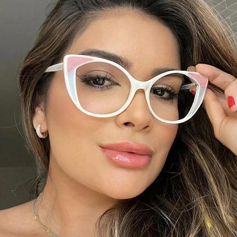 Tr90 Vintage Anti Luz Azul Óculos Senhoras Gato Olho Armações Para Mulheres Moda Computador-* &