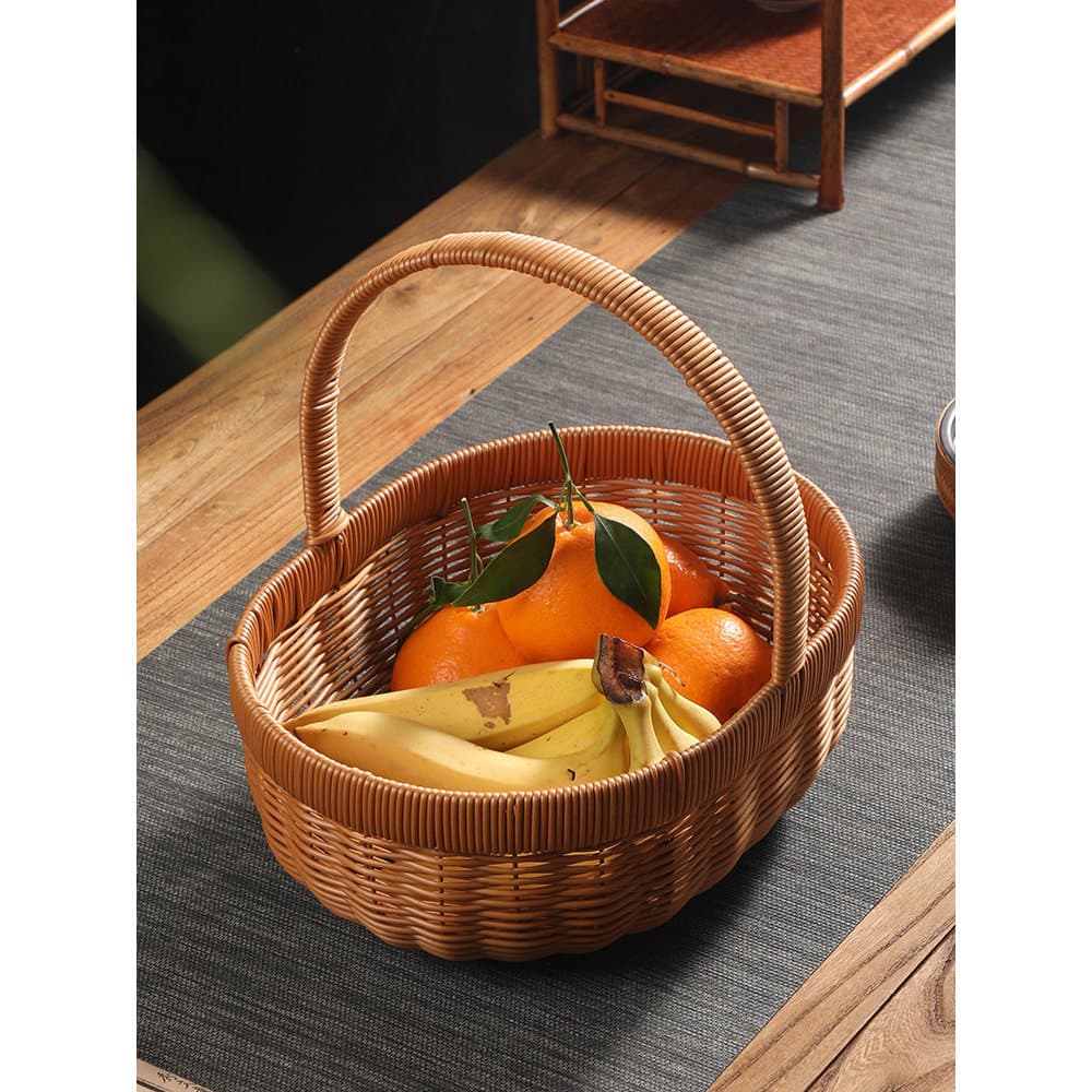 Imitação de Rattan cesta de frutas casa grande cesta de armazenamento cesta de piquenique mão-tecido cesta de ovo cesta