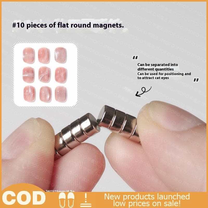 HDBR > 10 Pçs Mini Prego Magnético Plano Redondo Ímã Para Olho De Gato UV Gel Polonês Glitter Efeito Ferramentas Cortado