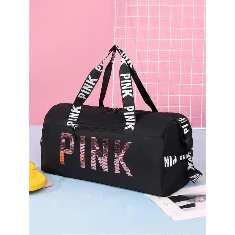 Bolsa de Fitness com Compartimento para Calçados, Design Elegante com Letras, Grande Capacidade, Leve, Bolsa Multifuncio