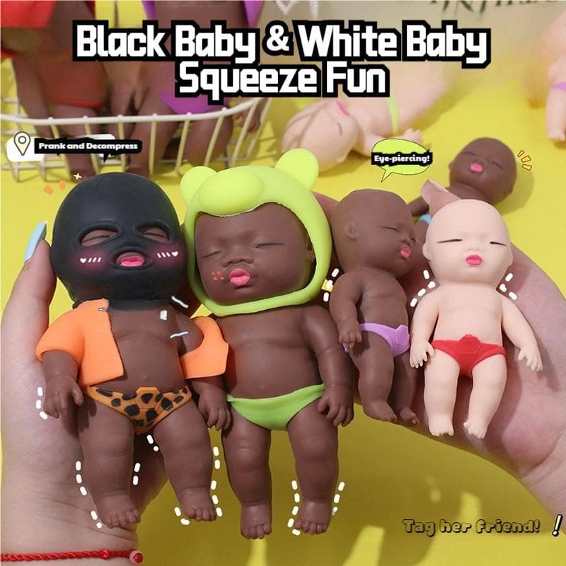 Brinquedo elástico de descompressão, boneco inflável apertável, design de desenho animado macio, resistente à pressão e