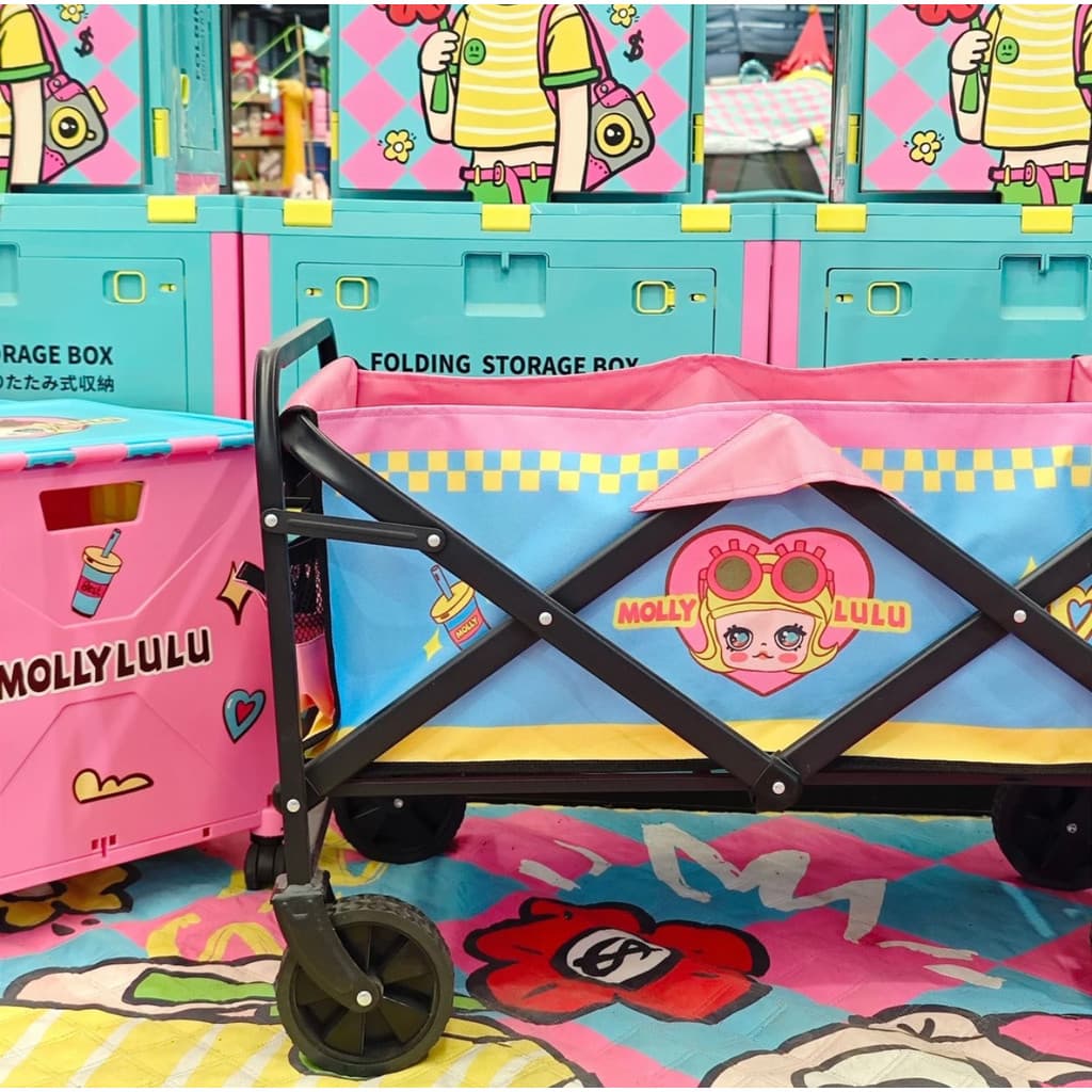 Amor Molly contraste cor ao ar livre dobrável acampamento bicicleta reboque carrinho carro escorregadio ferramenta útil