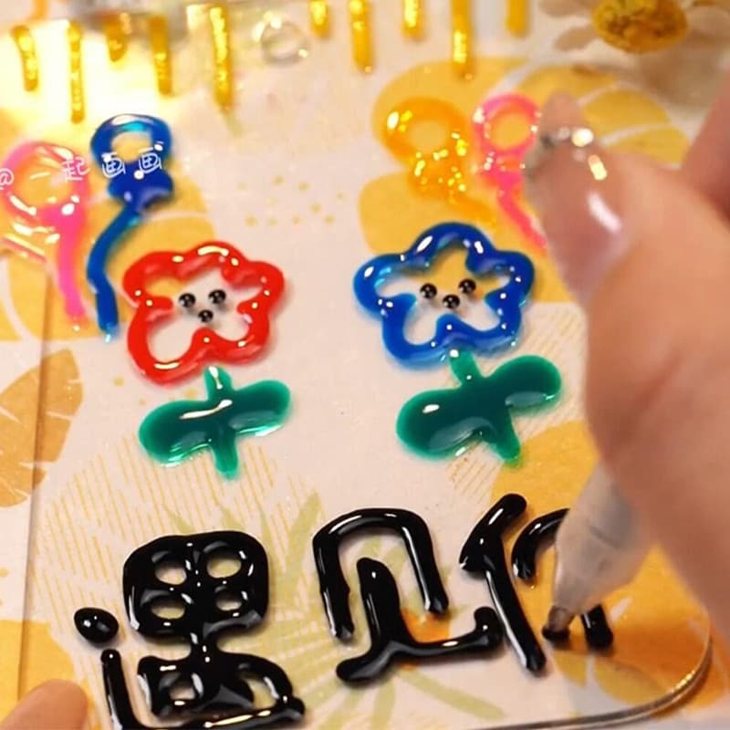 Q-Bomb Jelly Pen 3d Tridimensional Macaron Color Contour Pen Alto Valor Manuscrito Jornal Manual Gradiente Cor Marcador
