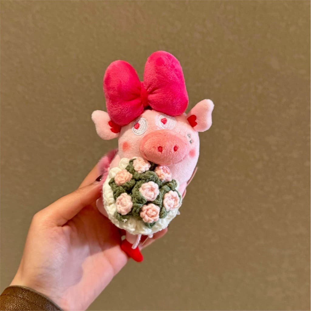 Xiuxiu porco saco pendurado buquê de pelúcia pequeno porco rosa bonito boneca criativa de alto valor dos desenhos animad