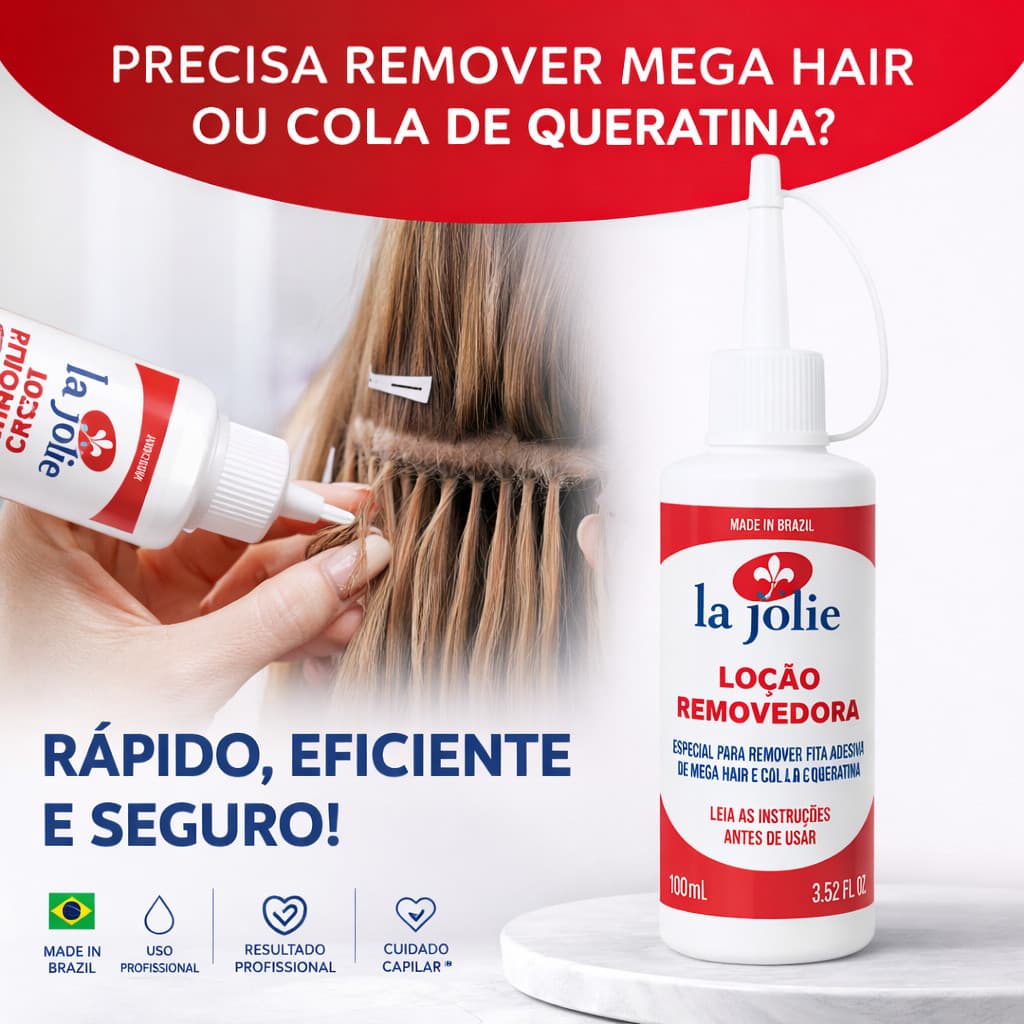 Kit 2 Removedor de Queratina Fita Adesiva Cola Liquida Facil Uso La Jolie 100 ml - Envio Imediato