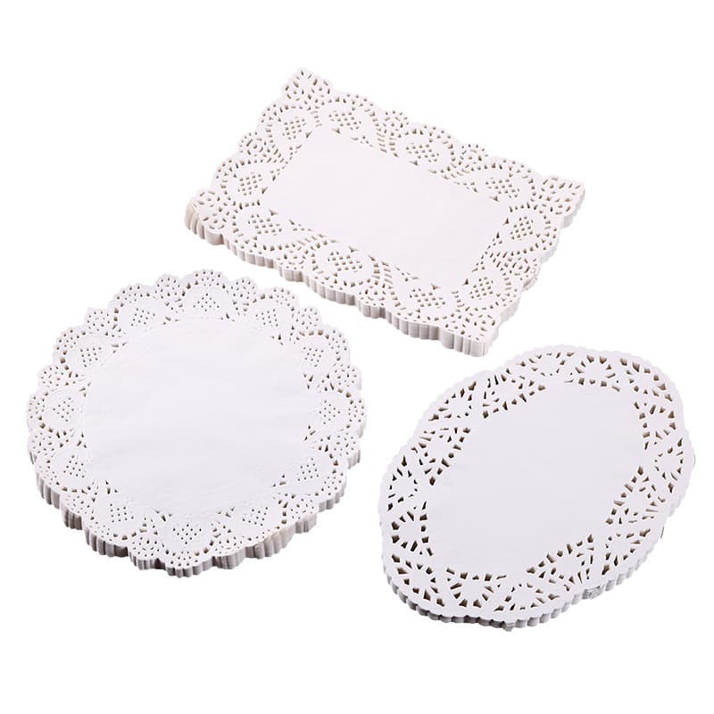 Papel de fundo de flor redondo placa de papel de renda absorvente de óleo graxa Placemat bolo oco almofada de comida pap