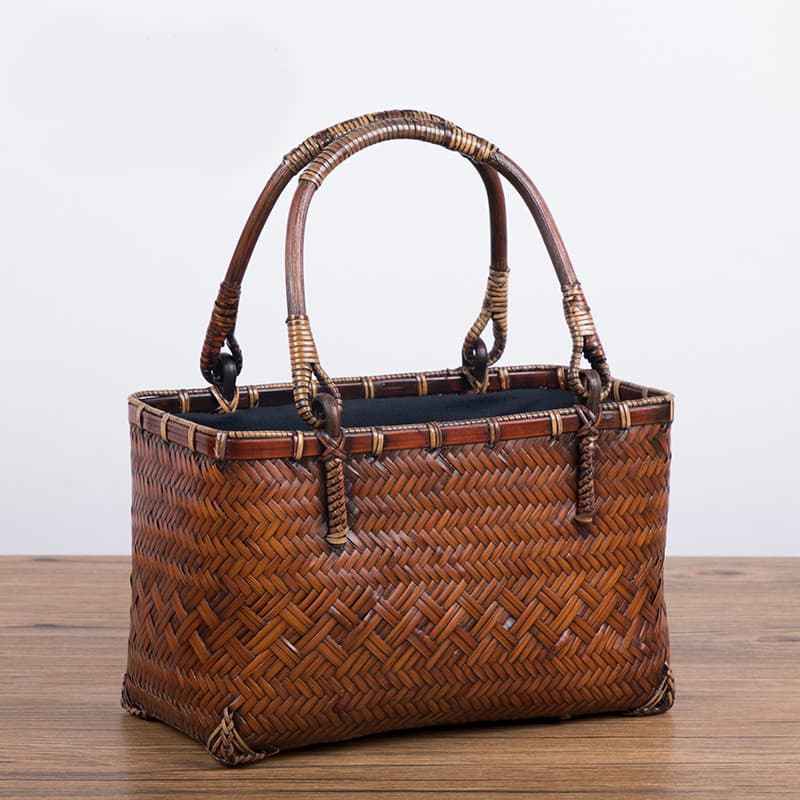 Chinês Retro artesanal de bambu tecido saco de bambu literário feminino juventude saco de bambu bolsa conjunto fragrânci