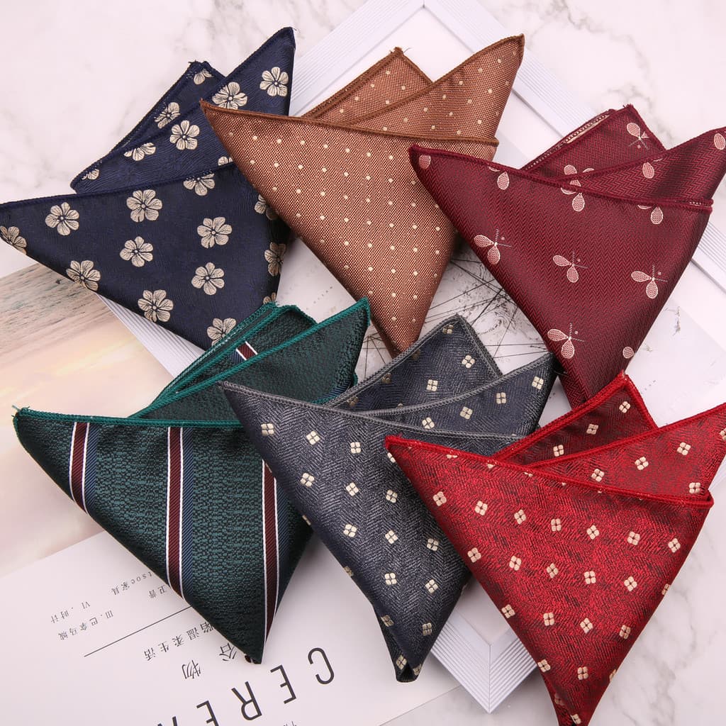 Francês Retro Jacquard pequeno lenço quadrado vários padrões terno masculino decoração bolso lenço quadrado