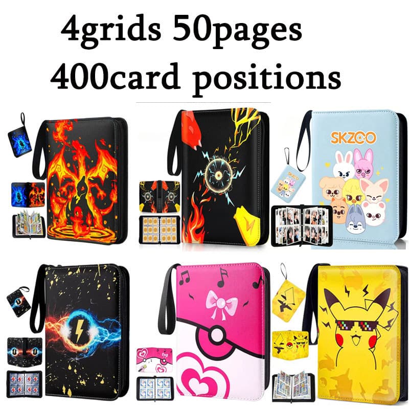 Albúm Pasta Pokemon Charizard Blastoise 400 Cartas 50 Folhas com Zíper Fichário